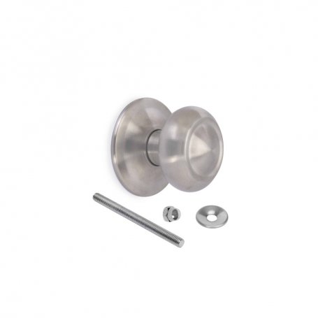 Pomo para puerta de entrada, Modelo Fedora, Tirador Ø70mm para puerta principal, Acero inoxidable, Níquel satinado - Emuca