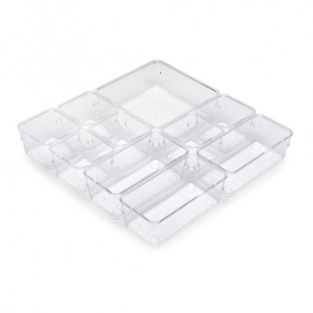 Kit de 10 Cubos organizadores Cube para cajón, Plástico, Transparente - Emuca