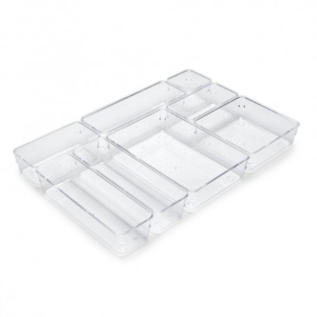 Kit de 8 Cubos organizadores Cube para cajón, Plástico, Transparente - Emuca