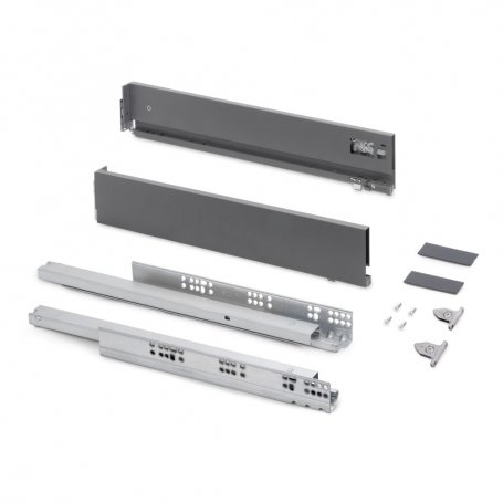Cajón exterior Vertex con regulación 3D de altura 93mm, 40kg, profundidad 270mm, Acero, Gris antracita - Emuca