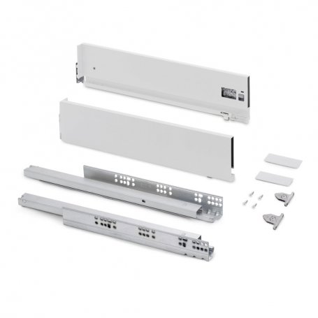 Cajón exterior Vertex con regulación 3D de altura 131mm, 40kg, profundidad 400mm, Acero, Pintado blanco - Emuca