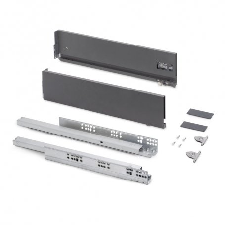 Cajón exterior Vertex con regulación 3D de altura 131mm, 40kg, profundidad 400mm, Acero, Gris antracita - Emuca
