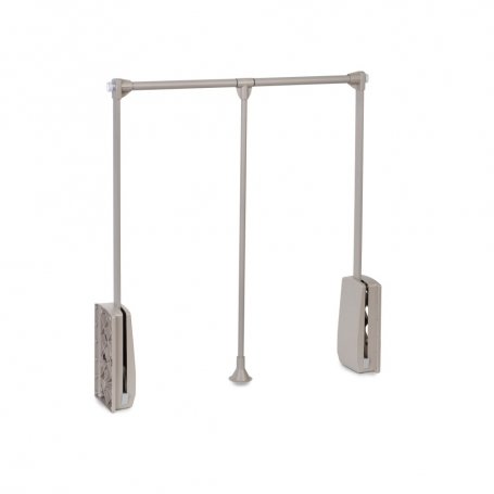 Colgador abatible para armario Hang, ancho regulable 450-600mm, Acero y Plástico, Pintado color gris piedra - Emuca