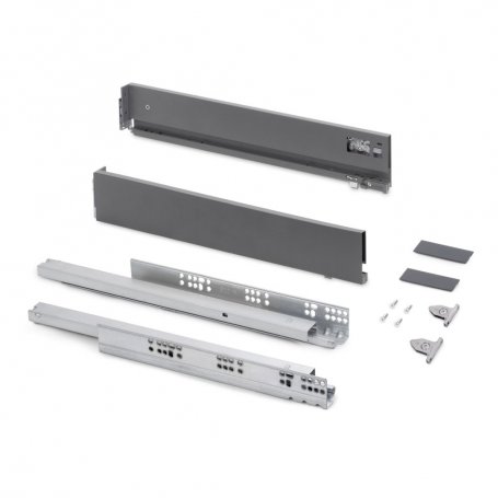 Cajón exterior Vertex con regulación 3D de altura 83mm, 40kg, profundidad 450mm, Acero, Gris antracita - Emuca