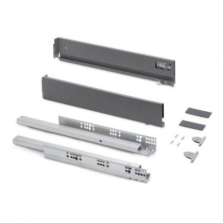 Cajón exterior Vertex con regulación 3D de altura 83mm, 40kg, profundidad 500mm, Acero, Gris antracita - Emuca