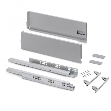 Cajón exterior Vertex con regulación 3D de altura 178mm, 40kg, profundidad 400mm, Acero, Pintado aluminio - Emuca