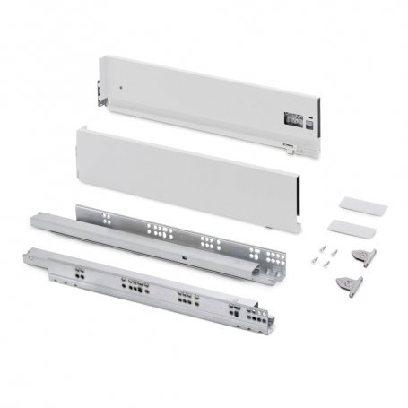 Cajón exterior Vertex con regulación 3D de altura 131mm, 60kg, profundidad 500mm, Acero, Pintado blanco - Emuca