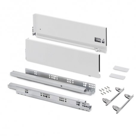 Cajón exterior Vertex con regulación 3D de altura 178mm, 60kg, profundidad 500mm, Acero, Pintado blanco - Emuca