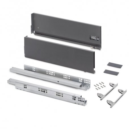 Cajón exterior Vertex con regulación 3D de altura 178mm, 60kg, profundidad 500mm, Acero, Gris antracita - Emuca