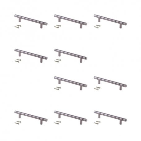 Lote de 10 tiradores para mueble Orlando, L464mm, intereje 384mm, Acero, Níquel satinado - Emuca