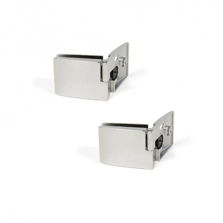 Juego de bisagras para puerta cristal, central, 4-5mm espesor, Zamak, Cromado brillo - Emuca