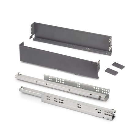 Cajón exterior Simplex 25kg de altura 88mm, profundidad 490mm, Acero, Gris antracita - Emuca