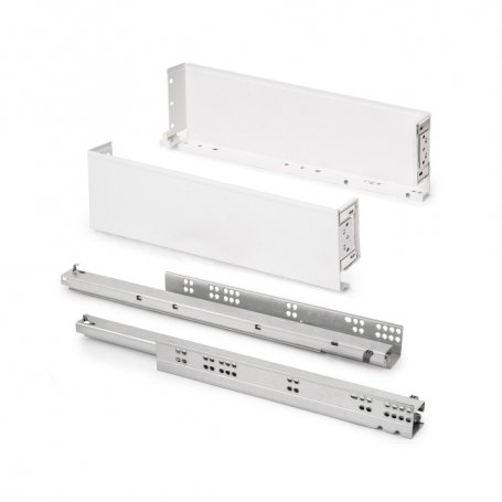 Cajón exterior Simplex 25kg de altura 122mm, profundidad 490mm, Acero, Pintado blanco - Emuca