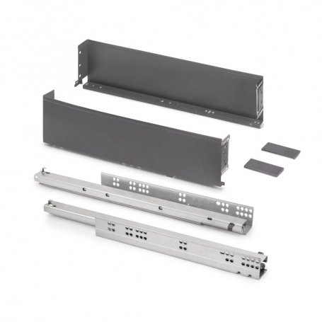 Cajón exterior Simplex 25kg de altura 122mm, profundidad 490mm, Acero, Gris antracita - Emuca
