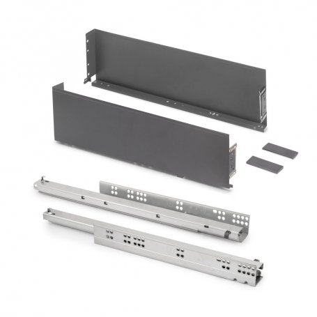 Cajón exterior Simplex 25kg de altura 159mm, profundidad 490mm, Acero, Gris antracita - Emuca