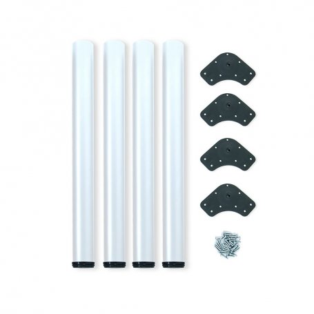 Lote de 4 patas para mesa, diámetro 60mm, H 830mm, Acero, Pintado blanco - Emuca