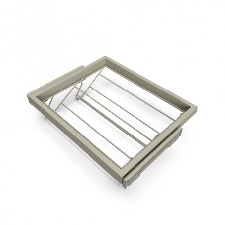 Kit de zapatero metálico y bastidor de guías con cierre suave para armario, regulable, módulo 600mm, Gris piedra - Emuca