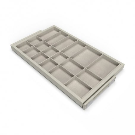 Kit de cajón organizador con bastidor de guías con cierre suave para armarios, regulable, módulo 800mm, Gris piedra - Emuca