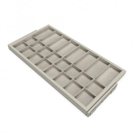 Kit de cajón organizador con bastidor de guías con cierre suave para armarios, regulable, módulo 900mm, Gris piedra - Emuca