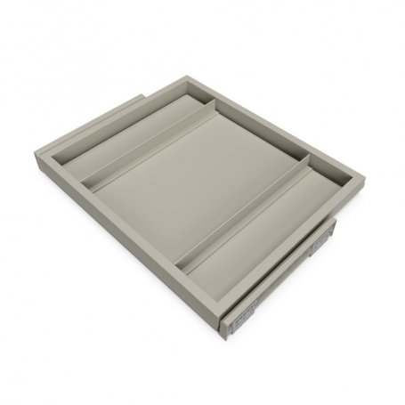 Kit de bandeja y bastidor de guías con cierre suave para armarios, regulable, módulo 600mm, Gris piedra - Emuca