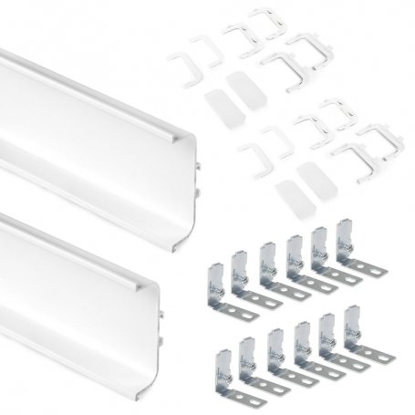 Kit de 2 perfiles centrales Gola para muebles de cocina, longitud 2,35m, con accesorios, Aluminio, Pintado blanco - Emuca