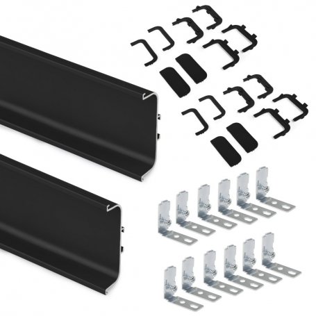 Kit de 2 perfiles centrales Gola para muebles de cocina, longitud 2,35m, con accesorios, Aluminio, Pintado negro - Emuca