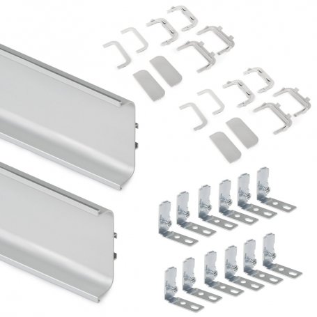 Kit de 2 perfiles centrales Gola para muebles de cocina, longitud 2,35m, con accesorios, Aluminio, Anodizado mate - Emuca
