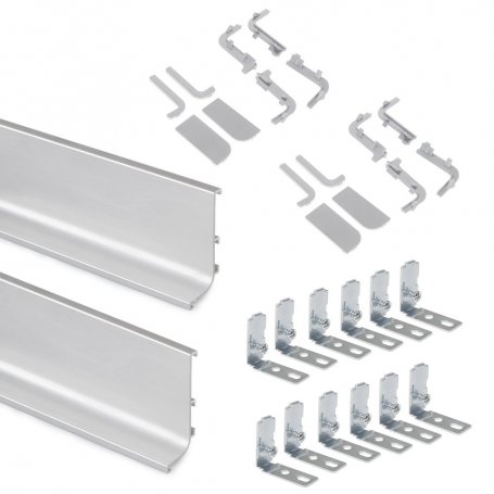 Kit de 2 perfiles superiores Gola para muebles de cocina, longitud 2,35m, con accesorios, Aluminio, Anodizado mate - Emuca