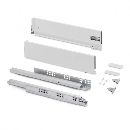 Cajón exterior Vertex con regulación 3D de altura 131mm, 40kg, profundidad 500mm, Acero, Pintado blanco - Emuca