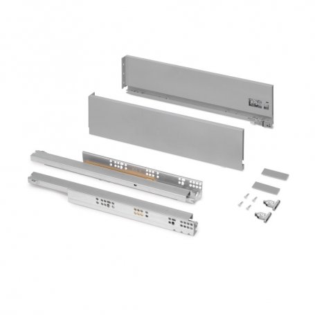 Cajón exterior Vertex 40kg de altura 131mm, profundidad 500mm, Acero, Pintado gris - Emuca