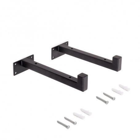 Juego de soportes para estante de madera Shelf recto de tubo cuadrado, Acero, Pintado negro - Emuca