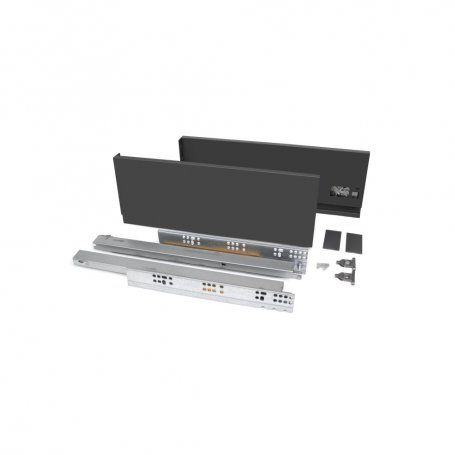 Cajón exterior Vertex 40kg de altura 131mm, profundidad 450mm, Acero, Gris antracita - Emuca