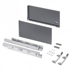 Cajón exterior Vertex 3D 60kg de altura 242mm, profundidad 500mm, Acero, Gris antracita - Emuca