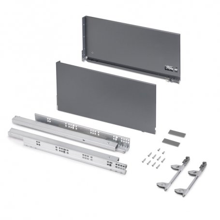 Cajón exterior Vertex 3D 60kg de altura 242mm, profundidad 500mm, Acero, Gris antracita - Emuca