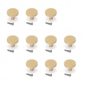 Lote de 10 pomos para mueble Uppsala, diámetro 30mm, Aluminio, Oro - Emuca