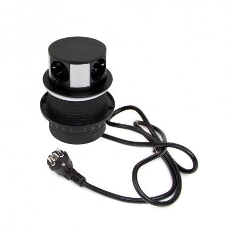 Multiconector Vertikal Push negro D.100mm 3 Schuko 1 USB-A 1 USB-C - Emuca