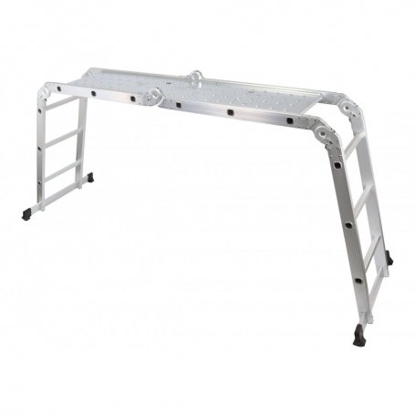 Escalera Multiusos, Articulada, 4x3P, Plataforma, Aluminio - MADER®
