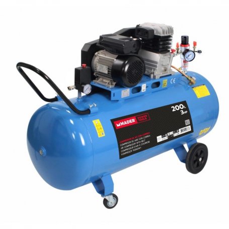 Compresor de Aire, Correa, 200L, 3hp, 10Bar - MADER®