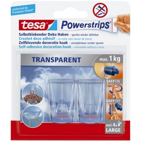 Tesa Powerstrips precio gancho plastico transparente con adhesivo