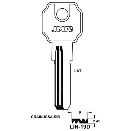 Messing Sicherheitsschlüssel modeloLIN-19D (Feld 50 Einheiten) JMA