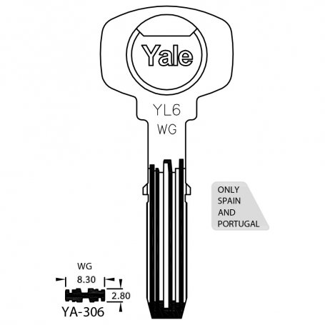 Ya306 Sicherheitsschlüssel (YL6) (Beutel 10 Einheiten) jma