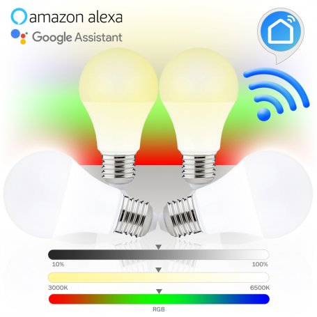 Packung mit 4 Smart Wi-Fi-Standard-LED-Lampen E27 8W 3000K-6500K RGB GSC-Evolution