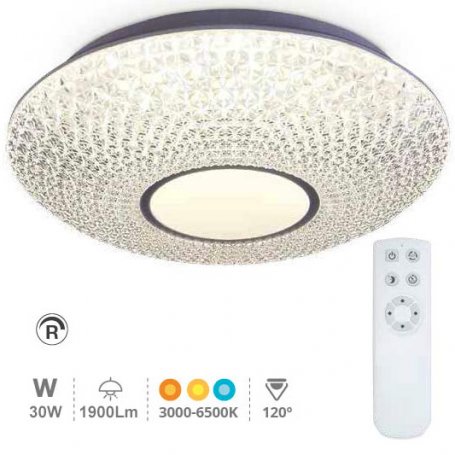 Filigrandecke LED-Decken 30W 1900Lm 3000-6500K einstellbar Ø41cm