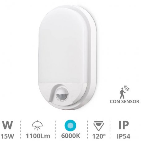 LED Wandleuchte Sensor 15W 6000K 1100lm Weiß Barron GSC-Evolution