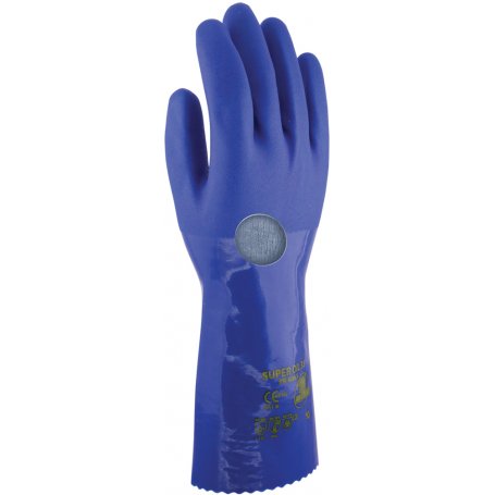 Super 35 chemische glove Öl PVC / Baumwolle blau t / 8 3L