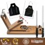 Rotierbaren Träger Jamonero Collapsible Metall / langer Bambus + Set Schinkenmesser und Abdeckungen Chaira Ham 3 Claveles