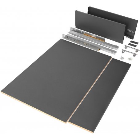 Kit Schublade Vertex Küche oder Bad 500mm Höhe 178mm 900mm Modul für Stahl anthrazit Emuca