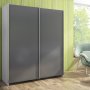 Gleitsystem Schrank 2 schlagene Türen Neco Dicke 16 mm Aluminiumprofile metallisches Grau Emuca