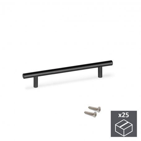 Set 25 Griffe für Möbel Miami Ach 160mm Edelstahl Hohl schwarz lackiert Emuca