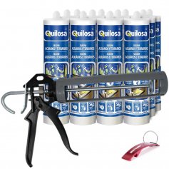 Silikon Aquarien- und Terrarien schwarz 290ml Quilosa + Applikatorpistole Bellota